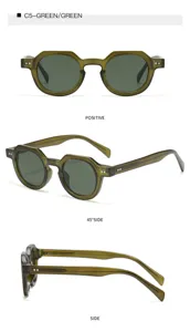 Groene kleine vintage zonnebril met montuur voor dames en heren modieuze retro bril