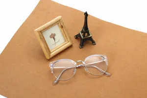 Detail view of Jamie 322 metal semi-rimless clear optical glasses frame with retro design.