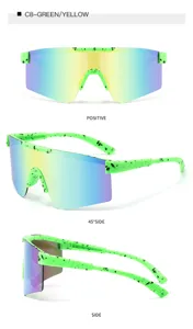 Kids cycling sunglasses large frame shield windproof outdoor sports sun glasses green