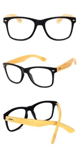 Gafas retro clásicas con montura negra y patillas de bambú ecológicas para el uso diario de moda.