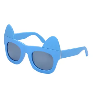 Blue cat ear sunglasses fashionable butterfly sunglasses detachable ears trendy eyewear