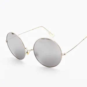Lunettes de Soleil Rétro à Monture Ronde en Métal pour Hommes Femmes UV400 HD Verres Polarisés Vintage Classique Grandes Lunettes de Soleil Circulaires