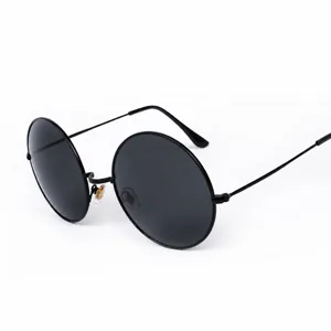 Lunettes de soleil rondes en métal vintage pour femmes et hommes protection UV noir mode