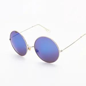 Lunettes de soleil rondes vintage en métal pour femmes et hommes, grandes lunettes protection UV.