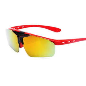 Lunettes de soleil de sport pliables colorees pour velo et course, monture rouge jaune