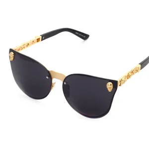 Gothic Punk Rimless Sunglasses For Women Men Metal Skull Carving Oversized Square Mirror Sun Glasses European Street Look Eyewear