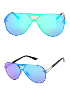 Große Farbverlauf Spiegel Sonnenbrille mit Doppelsteg und modischem Design für den Streetstyle.
