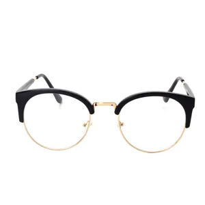 Vintage Semi Rimless Glasses Frames For Women Men Geometric Plastic Metal Optical Prescription Eyeglasses Clear Lenses Decorative Eyewear