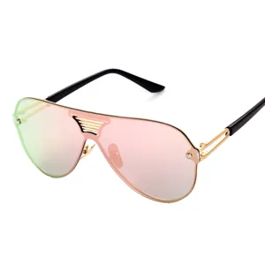 Modische Oversize einteilige reflektierende Spiegel Sonnenbrille Doppelsteg Brille