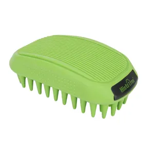 Spazzola da bagno in silicone verde per animali, pettine massaggio per toelettatura.