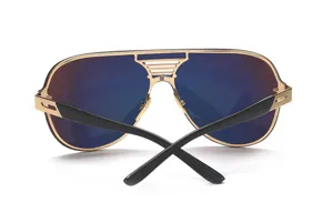 Trendy large frame colorful film sunglasses men women fashion metal flat top sun glasses