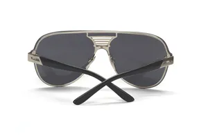 Oversized aviator sunglasses with metal frame and sleek dark lenses for trendy men.