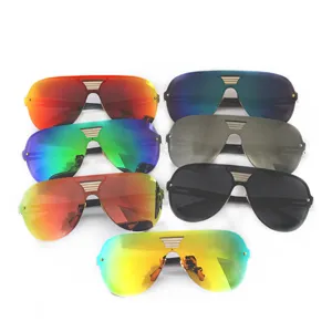 Trendy large frame colorful sunglasses for men and women, stylish shield one-piece eyewear.