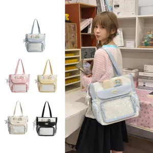 Süße japanische Tasche mit Katzenohren, Punktmuster und großem Fassungsvermögen