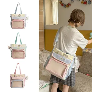 Japanese style sweet ita-bag in pastel colors shown in multiple views and on model