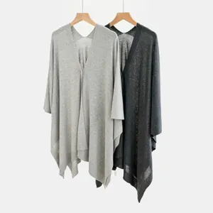 Cardigan in maglia chic scialle mantella da donna, colore solido ampio stile casual.