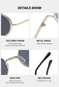 Lunettes de soleil rondes petit cadre en metal mode polyvalent street shot protection solaire