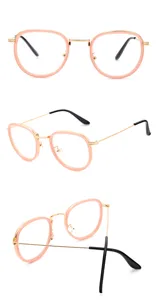 Monture de lunettes de vue ovales style college retro en metal avec branches fines mode.