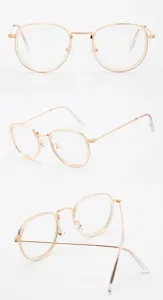 Cadre de lunettes optiques en metal dore vintage vue detaillee sous plusieurs angles mode