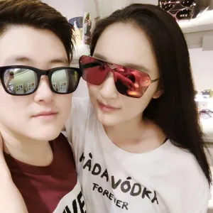 Fashion One Piece Lens Sunglasses Hip Hop Geometric Square Metal Frame Sun Glasses Unisex Street Beat Styling Colorful Coating Eyewear