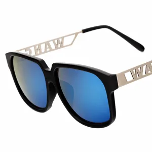 Mode Quadratische Sonnenbrille Metall Hohl Rahmen Reflektierende Farbige Beschichtung Linse Brillen Hip Hop Straßenmode Brille Für Männer Frauen