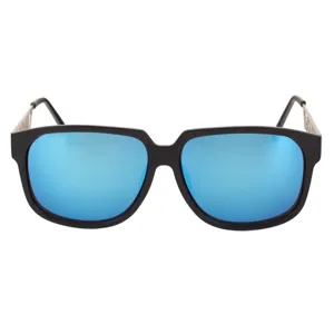 Modische quadratische Sonnenbrille mit blauen verspiegelten Gläsern für Damen und Herren