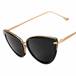Women Cat Eye Sunglasses Metal Frame UV400 Protection Colorful Reflective Lenses Vintage Street Style Fashion Eyewear
