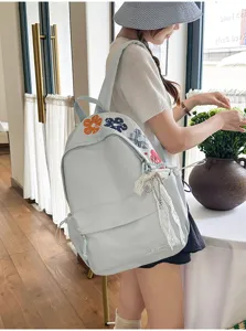 Japanischer Harajuku Blumen Rucksack mit Spitze Schleife und grossem Kapazitaet fur Schule.