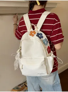 Japanischer Harajuku Stil bestickte Blumen grosse Kapazitaet Student Rucksack Damen