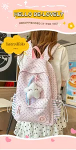Japanese style cute star pattern large capacity school backpack for teen girls and students