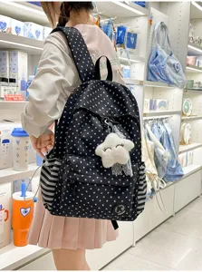 Japanese style cute star print backpack large capacity school bag for teen girls students