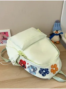 Japanischer Stil großer Kapazität Schulrucksack mit süßen bestickten Blumenpatches