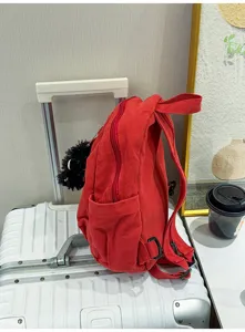 Roter Canvas Rucksack Freizeit Alltag Pendeln Reise Brusttasche leicht vielseitig