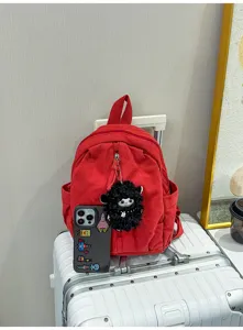 Roter Freizeitmotiv Leinwand Rucksack fuer den taeglichen Pendelverkehr und Reisen mit Puppe