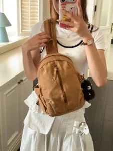 Lässiger brauner Canvas Rucksack für Damen, multifunktionaler Vintage Reise-Tagesrucksack.