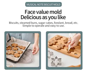 Set d'emporte-pieces en acier inoxydable motif note de musique pour patisserie et biscuits.