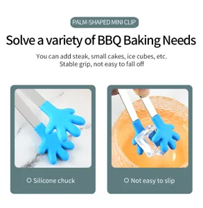 Mini stainless steel silicone palm food clip, perfect for ice cubes, sugar, and appetizers.
