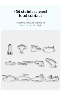 Military pattern stainless steel cookie cutter set, 12 pieces DIY baking tools.