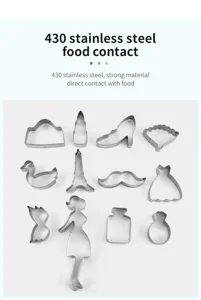 Stainless steel cookie cutter set 12 pieces DIY baking pastry tool for Valentine's day.