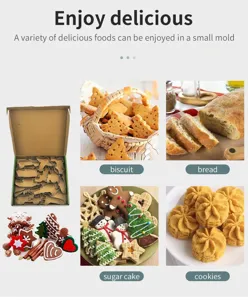 Stainless steel cookie cutter set, military patterns 12-piece DIY baking mold tools detail.