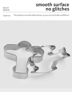 Stainless steel military cookie cutter set, smooth surface detail shot for baking tools.