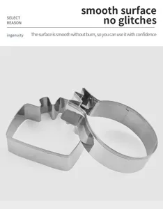 Stainless steel cookie cutter detail view, smooth surface without burrs for baking.
