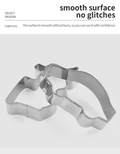 Detail emporte-piece biscuits serie circulation en acier inoxydable, surface lisse.