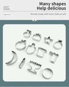 Stainless steel cookie cutters 12pcs set, Hanukkah baking DIY cute shape metal moulds.