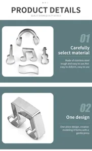 Ensemble emporte-pièce note de musique en acier inoxydable, moule de cuisson résistant pour DIY.