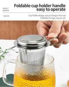 Infuseur à thé en acier inoxydable avec poignées pliables, idéal pour le thé en vrac et facile.