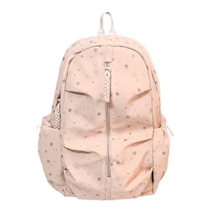 Zaino rosa con stampa a stelle per ragazze, grande capacità per scuola o viaggi