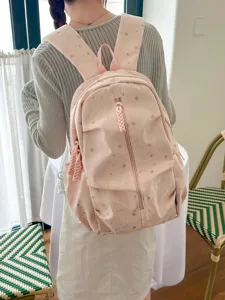 Zaino da Studente in Nylon con Stampa a Stelle Grande Capacità Zaino alla Moda per Ragazze delle Scuole Medie e Superiori Donna Borsa per Laptop da Viaggio