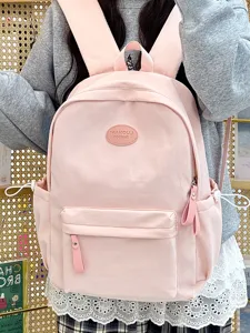 Minimalistischer Nylon Schulrucksack Große Kapazität Bonbonfarben Studenten Schultasche Für Jugendliche Jungen Mädchen Lässige Schultertasche