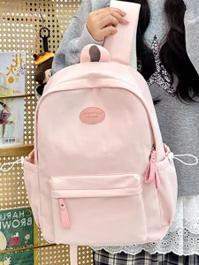 Nahaufnahme des rosafarbenen Schulrucksacks mit großer Kapazität für alle Studenten